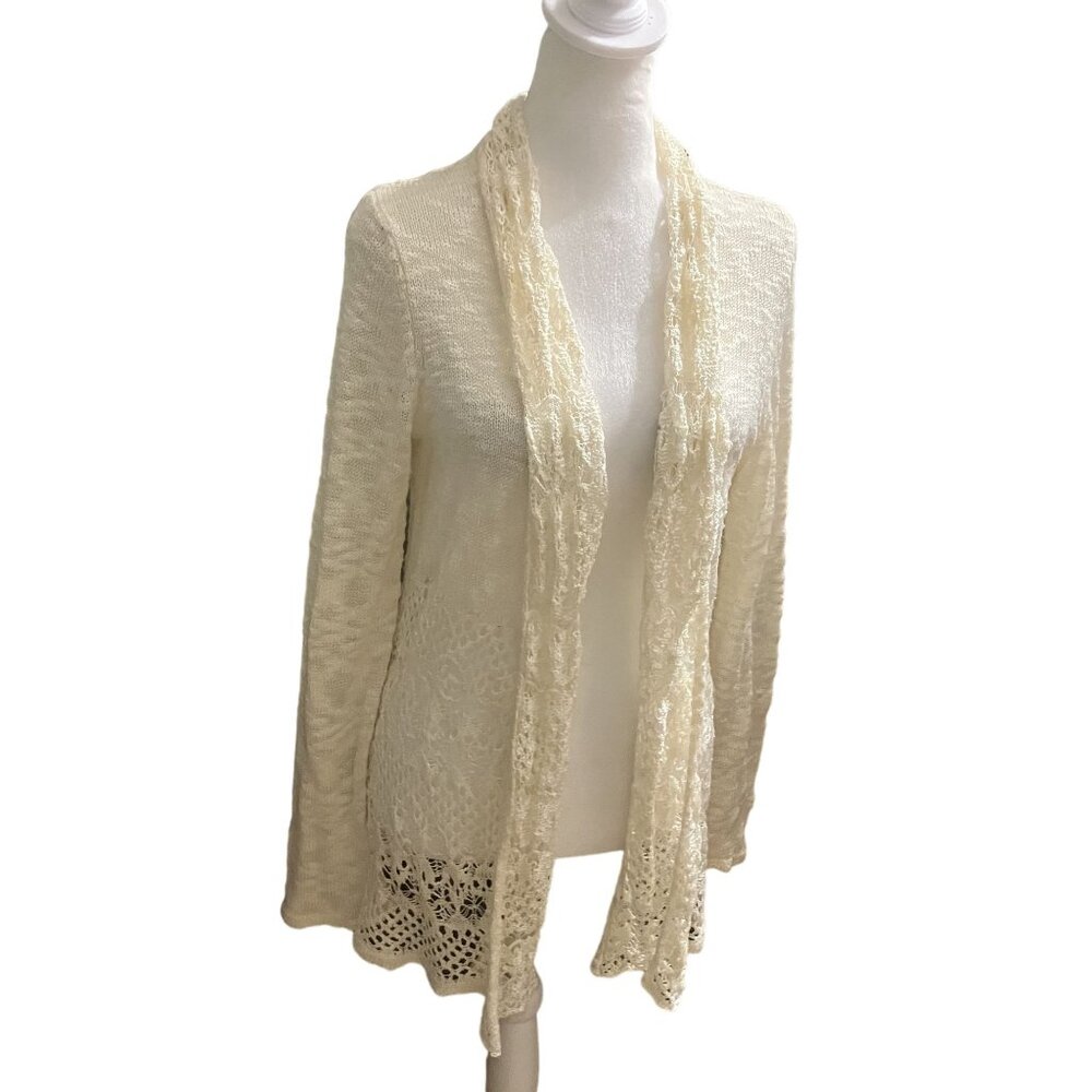 Belldini Women's Open Front Long Sleeve Lace Cardigan Sweater XL